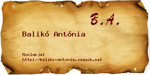 Balikó Antónia névjegykártya